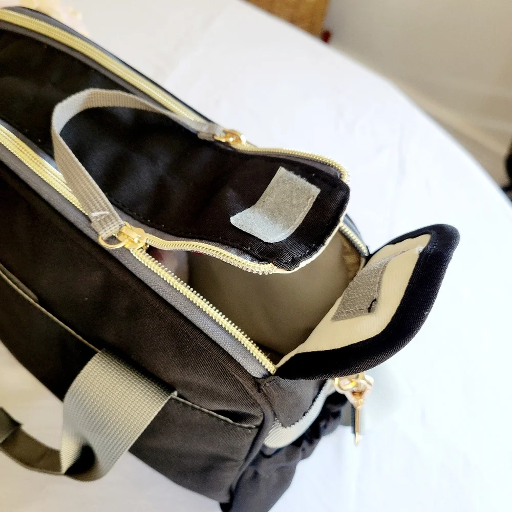 TRENDPLAY Black Small Diaper Tote Baby Maternity Bag, Neutral Quilt Canv…